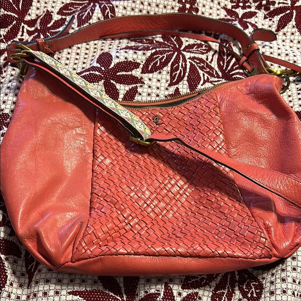 Elliot Luca  Leather Shoulder Bag - Coral